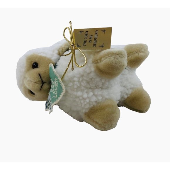 Lamb Plush Heart Tag Ewe Are Loved Stuffed Animal Green Bow Sherpa Easter - Picture 4 of 10